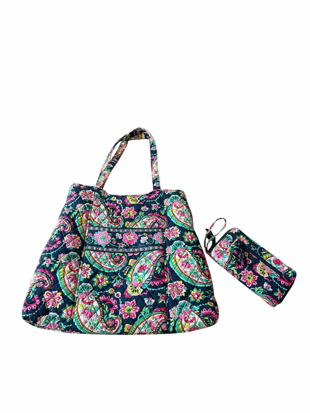 Vera Bradley Quilted Petal Paisley Tote Purse & Zip Around Wallet Bundle